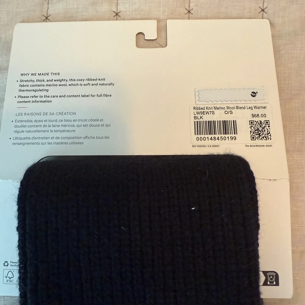 lululemon athletica Black Ribbed Knit Merino Wool-Blend Leg Warmer